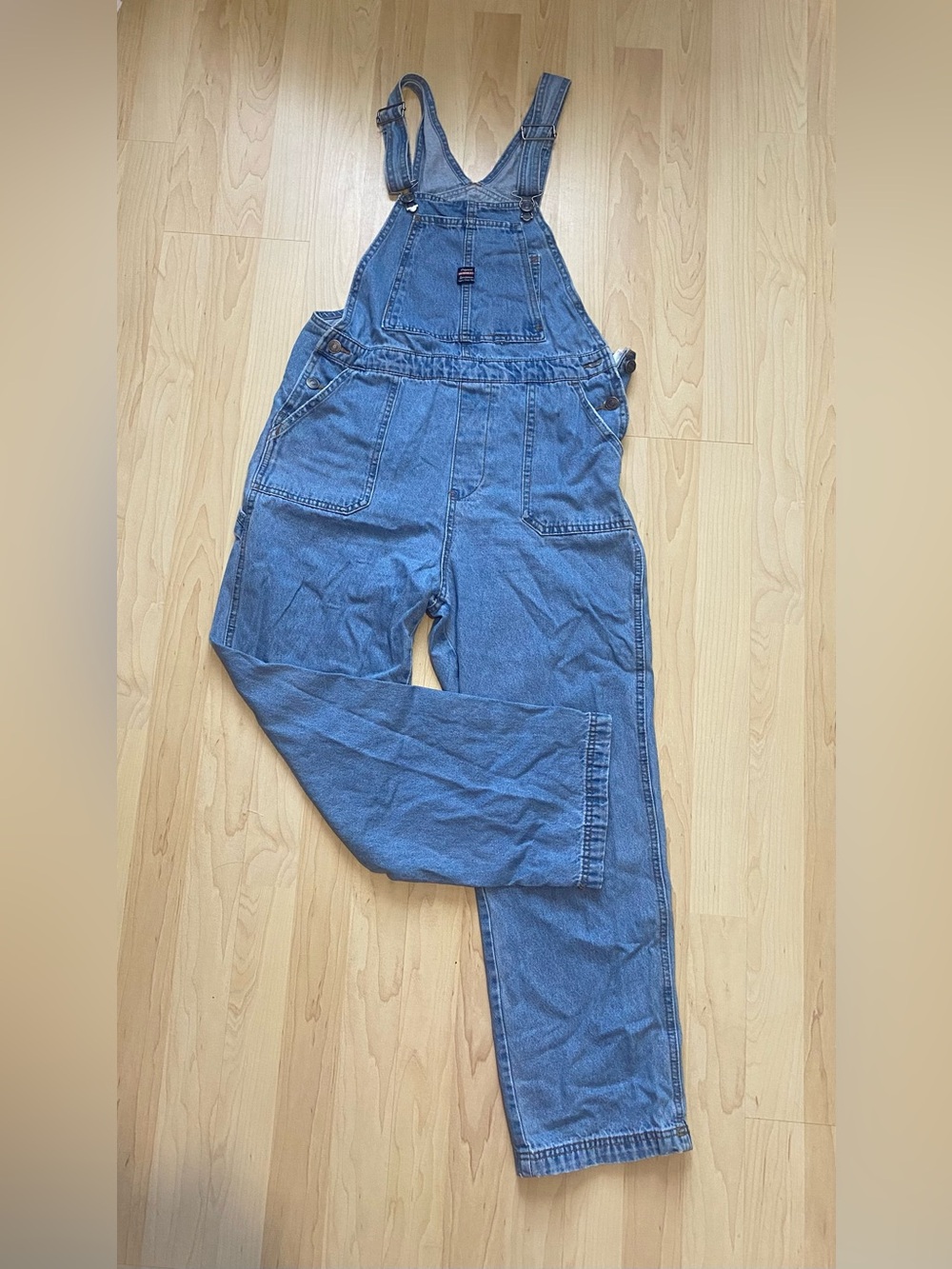 UNIONBAY Light Blue Denim Overalls with Red Logo Patch